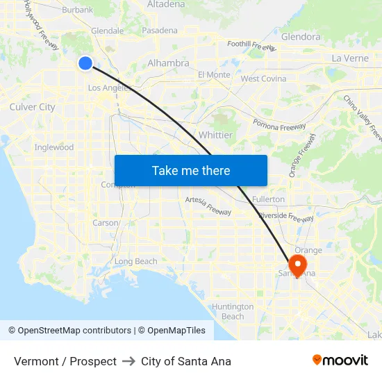 Vermont / Prospect to City of Santa Ana map