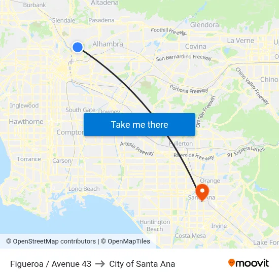Figueroa / Avenue 43 to City of Santa Ana map