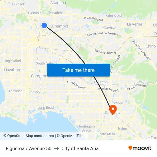 Figueroa / Avenue 50 to City of Santa Ana map