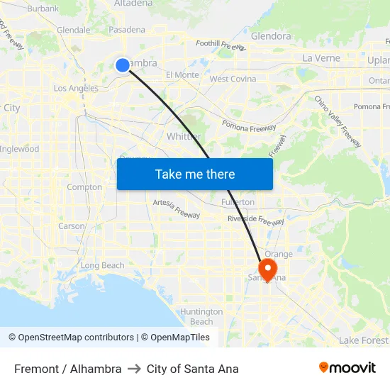 Fremont / Alhambra to City of Santa Ana map