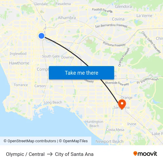 Olympic / Central to City of Santa Ana map