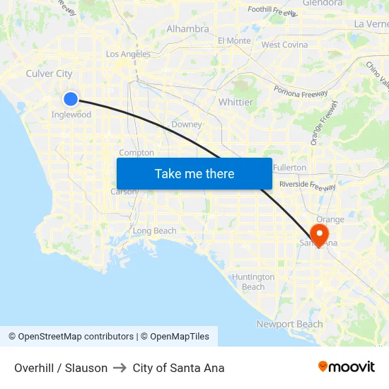 Overhill / Slauson to City of Santa Ana map