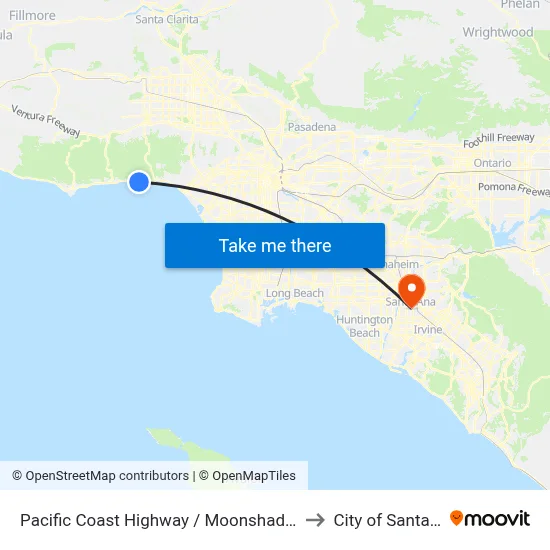 Pacific Coast Highway / Moonshadows Rest to City of Santa Ana map