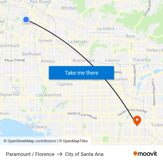 Paramount / Florence to City of Santa Ana map