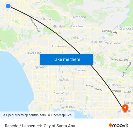 Reseda / Lassen to City of Santa Ana map