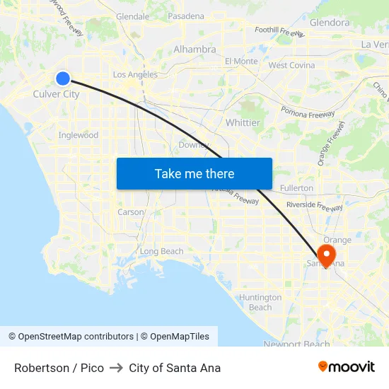 Robertson / Pico to City of Santa Ana map