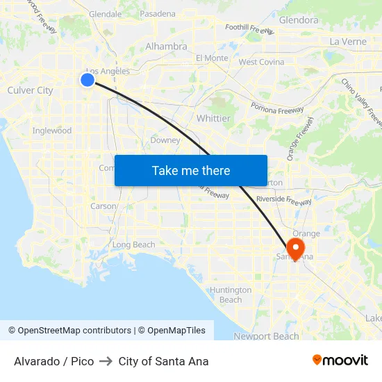 Alvarado / Pico to City of Santa Ana map