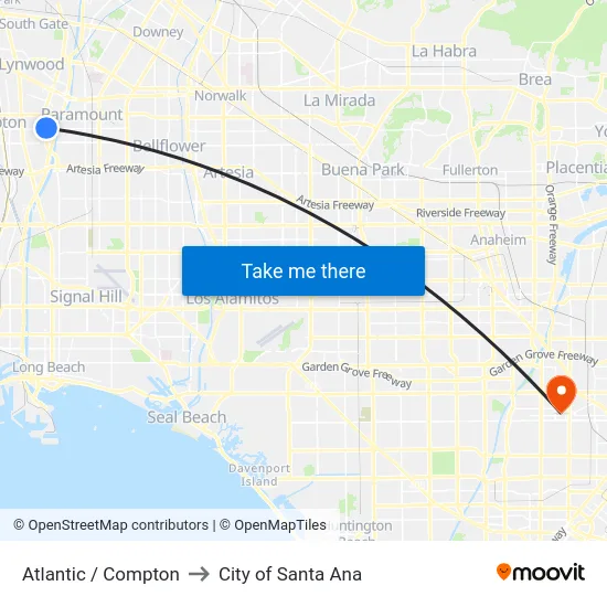 Atlantic / Compton to City of Santa Ana map