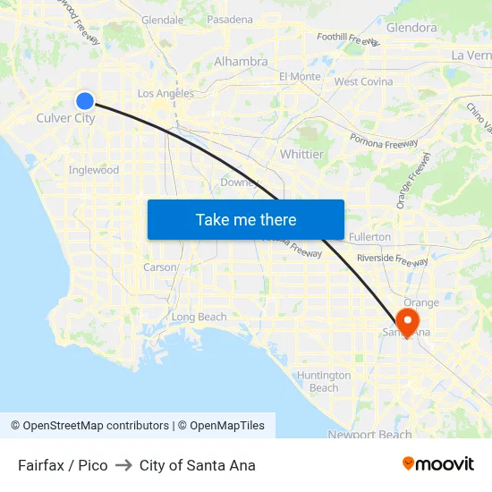 Fairfax / Pico to City of Santa Ana map