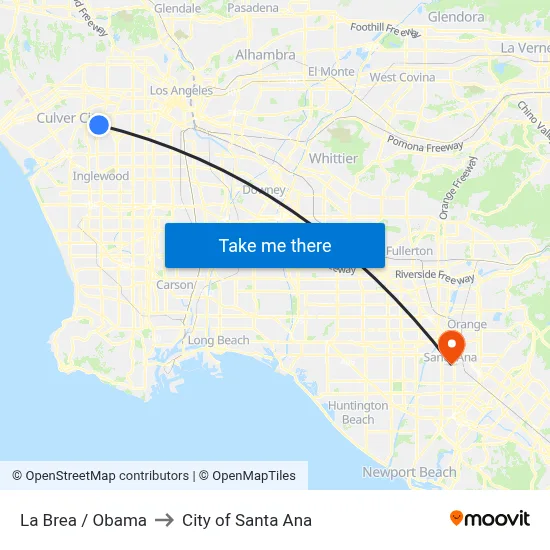 La Brea / Obama to City of Santa Ana map