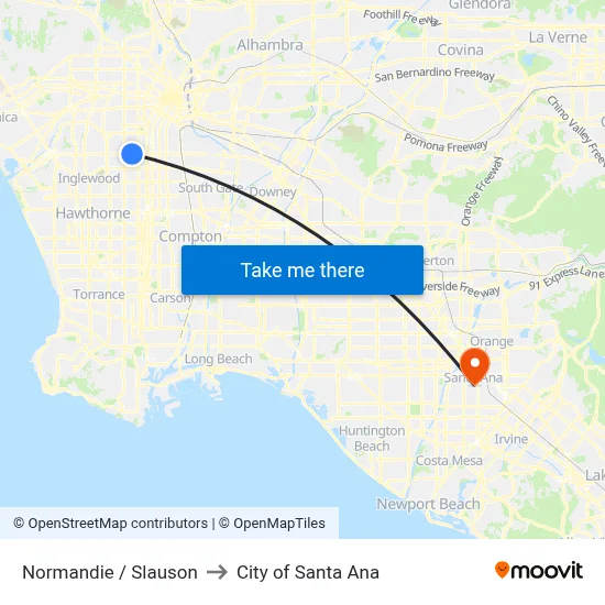 Normandie / Slauson to City of Santa Ana map