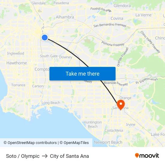 Soto / Olympic to City of Santa Ana map