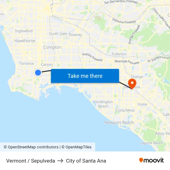 Vermont / Sepulveda to City of Santa Ana map