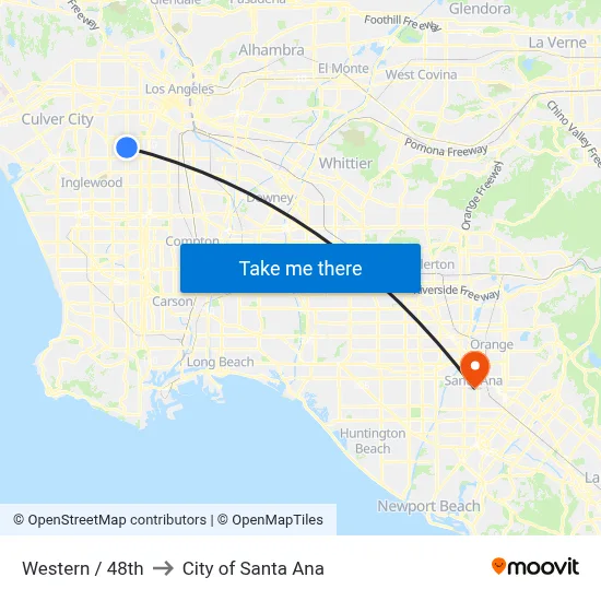 Western / 48th to City of Santa Ana map