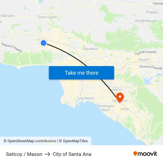Saticoy / Mason to City of Santa Ana map