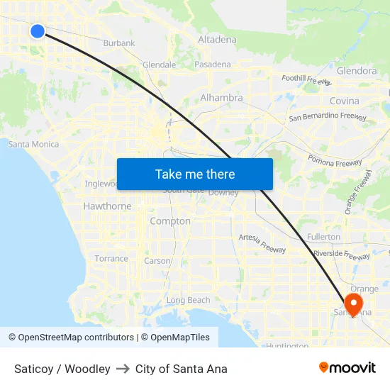 Saticoy / Woodley to City of Santa Ana map