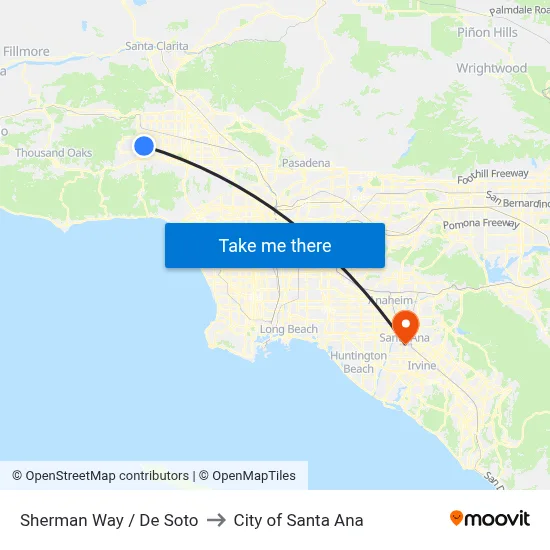Sherman Way / De Soto to City of Santa Ana map