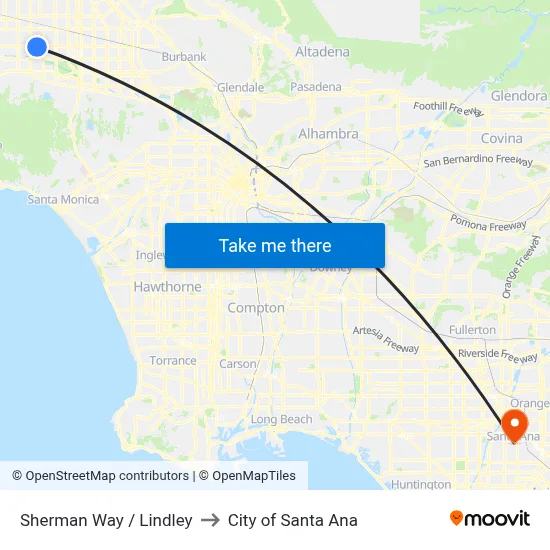 Sherman Way / Lindley to City of Santa Ana map