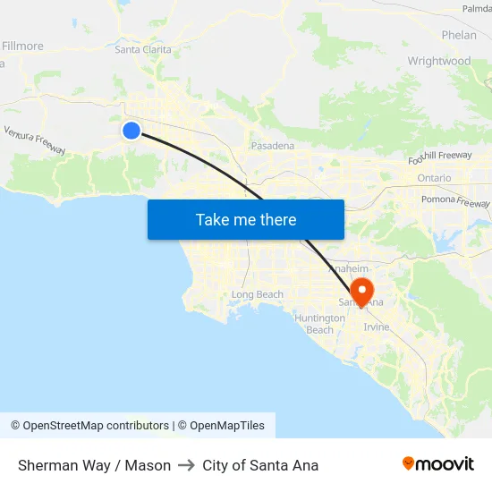 Sherman Way / Mason to City of Santa Ana map
