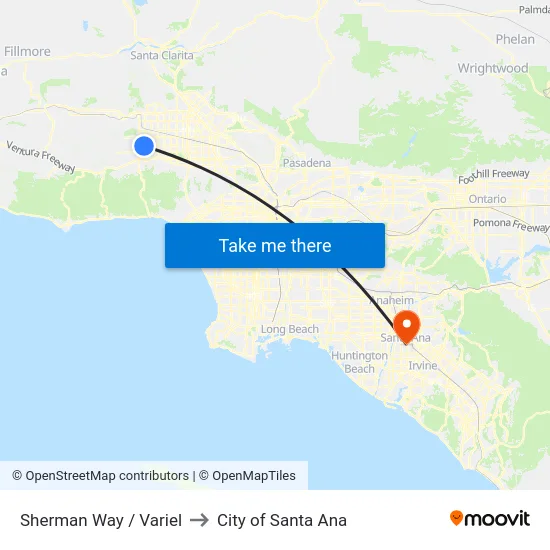 Sherman Way / Variel to City of Santa Ana map
