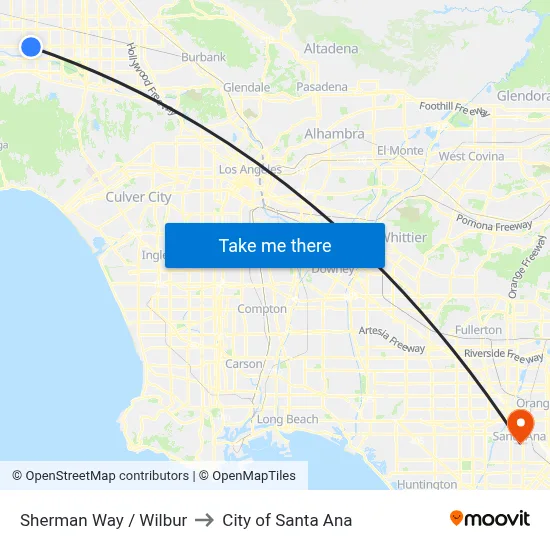 Sherman Way / Wilbur to City of Santa Ana map
