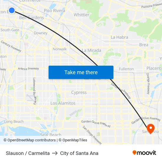 Slauson / Carmelita to City of Santa Ana map