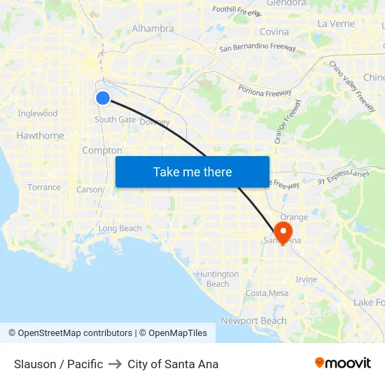 Slauson / Pacific to City of Santa Ana map
