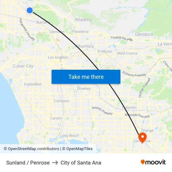 Sunland / Penrose to City of Santa Ana map