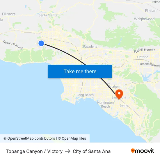 Topanga Canyon / Victory to City of Santa Ana map