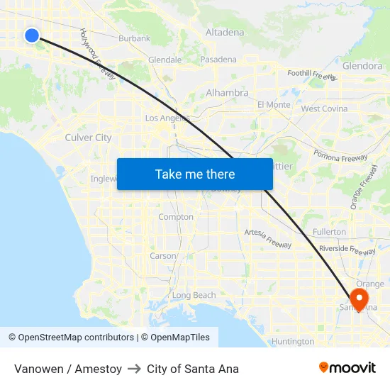 Vanowen / Amestoy to City of Santa Ana map