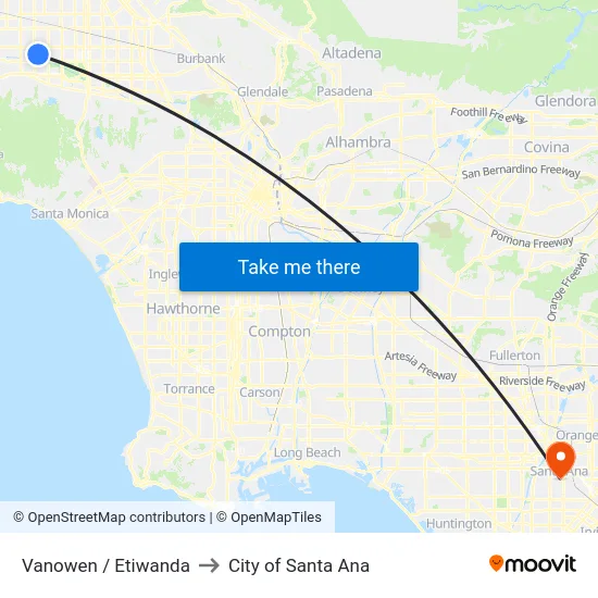 Vanowen / Etiwanda to City of Santa Ana map