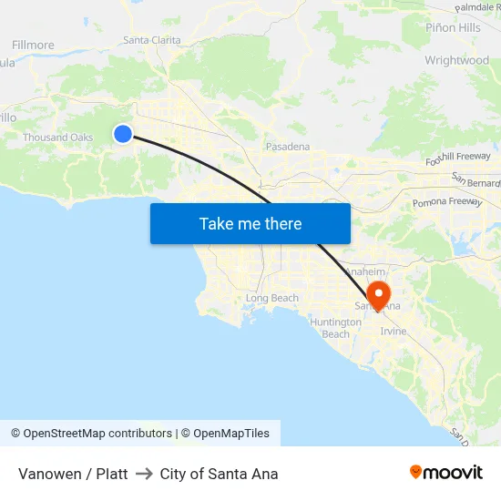 Vanowen / Platt to City of Santa Ana map