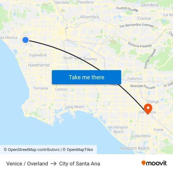 Venice / Overland to City of Santa Ana map