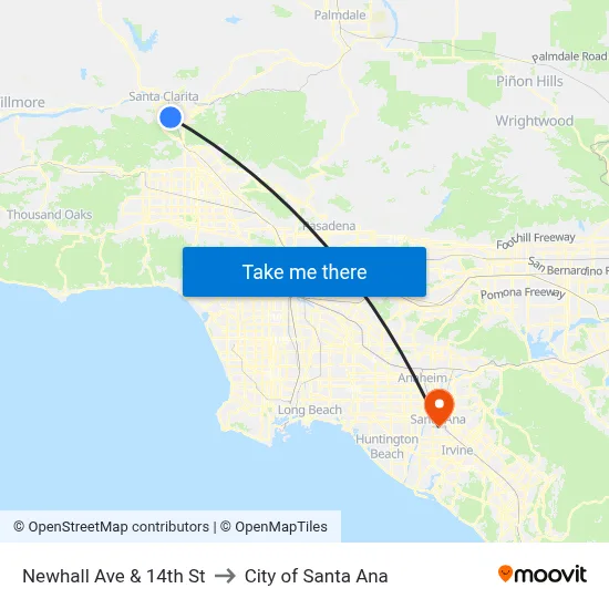 Newhall Ave & 14th St to City of Santa Ana map