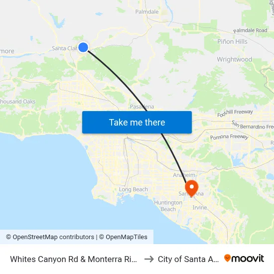Whites Canyon Rd & Monterra Ridge to City of Santa Ana map