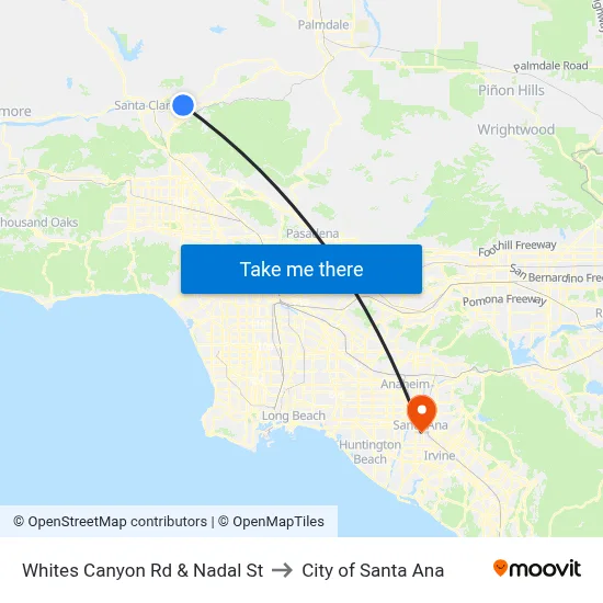 Whites Canyon Rd & Nadal St to City of Santa Ana map