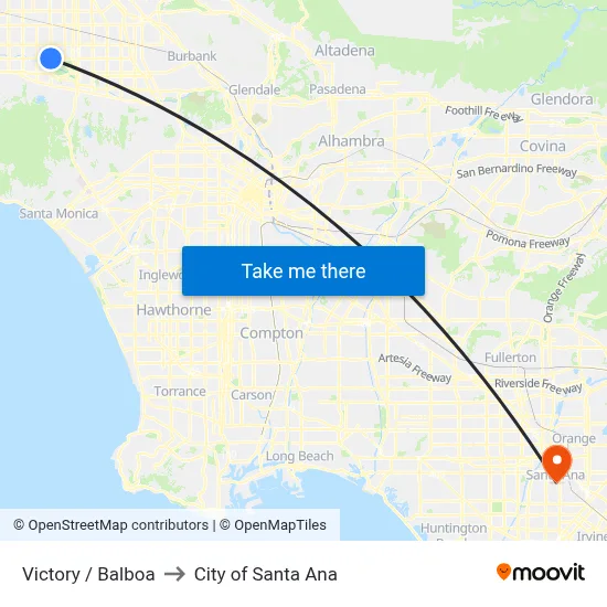 Victory / Balboa to City of Santa Ana map