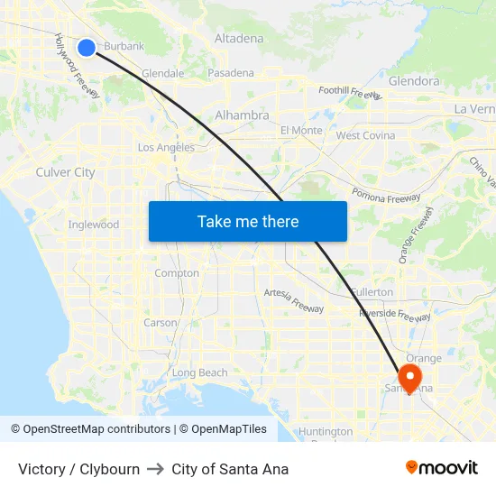Victory / Clybourn to City of Santa Ana map