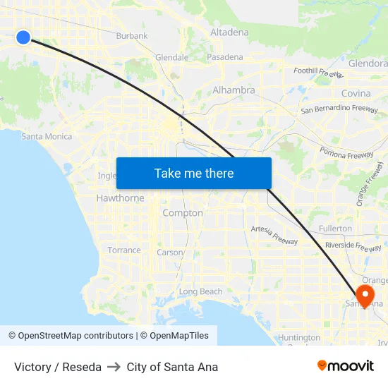 Victory / Reseda to City of Santa Ana map