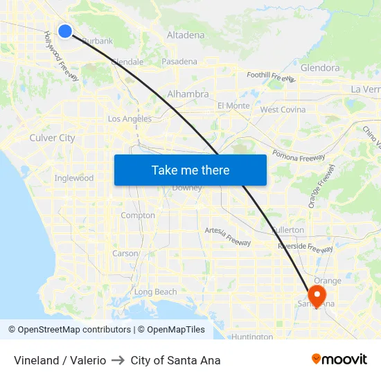 Vineland / Valerio to City of Santa Ana map