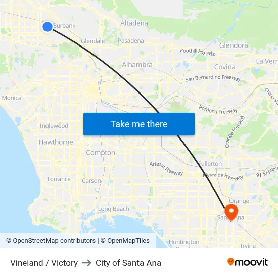 Vineland / Victory to City of Santa Ana map