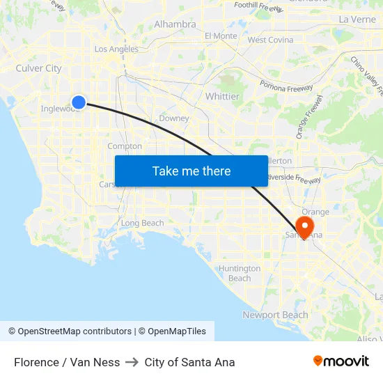 Florence / Van Ness to City of Santa Ana map