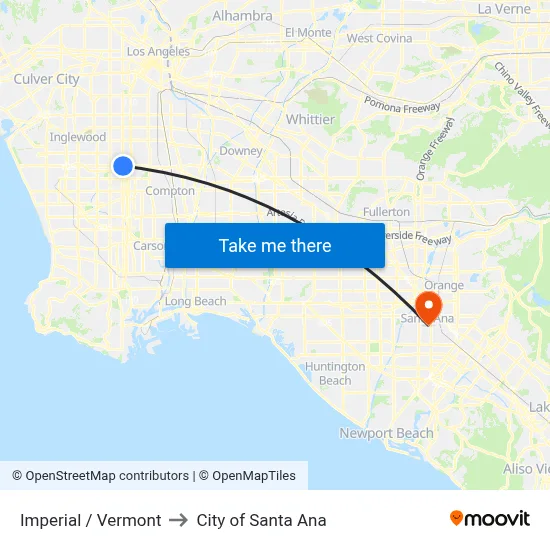 Imperial / Vermont to City of Santa Ana map