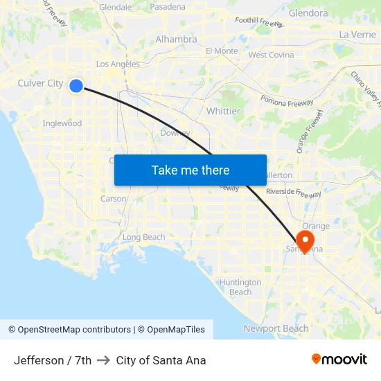 Jefferson / 7th to City of Santa Ana map