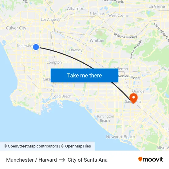 Manchester / Harvard to City of Santa Ana map