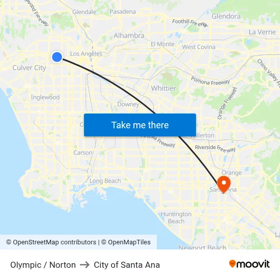 Olympic / Norton to City of Santa Ana map