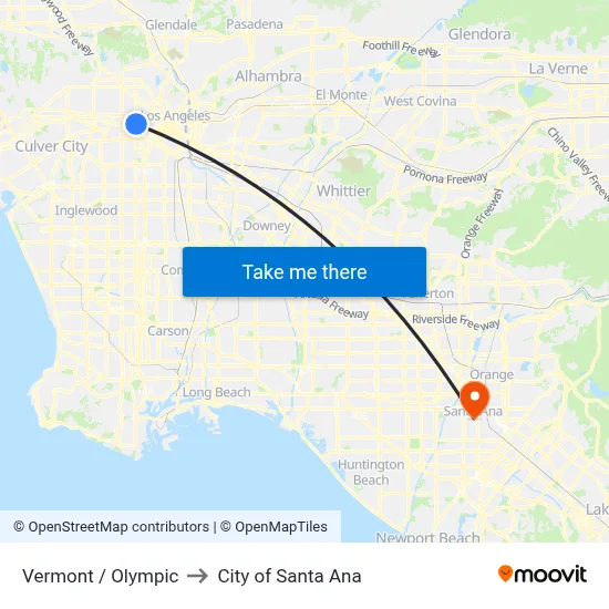 Vermont / Olympic to City of Santa Ana map
