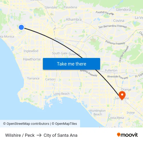 Wilshire / Peck to City of Santa Ana map