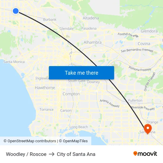 Woodley / Roscoe to City of Santa Ana map