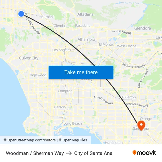 Woodman / Sherman Way to City of Santa Ana map